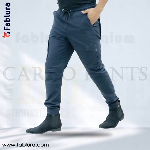 Premium Cargo Pant - Navy Blue color