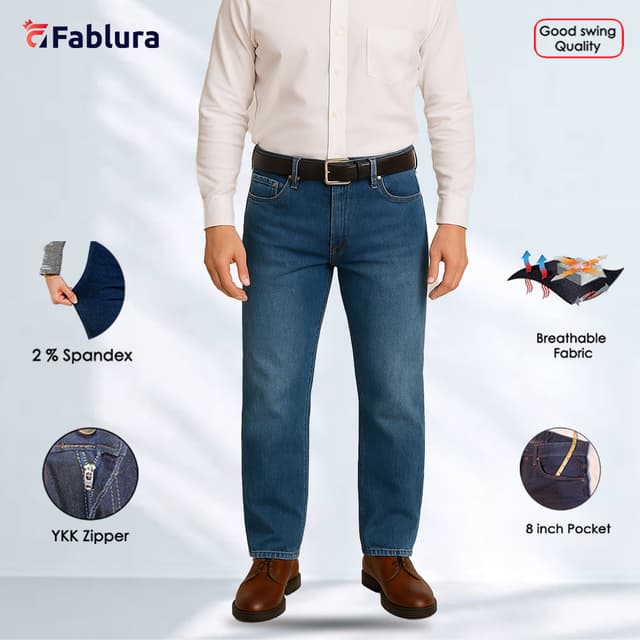 Premium Neat Denim Jeans- Light Blue Wash